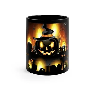 Halloween Ceramic Coffe Mugs Terror Devilish Pumpkin Personalized Black Color - Picture 1 of 7