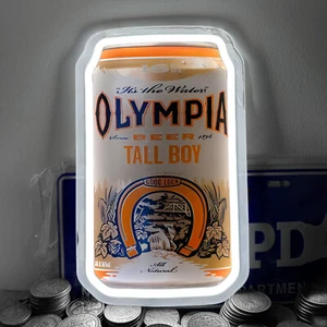 Olympia Beer Tall Boy Good Luck Club Pub Bar Neon Sign Light Man Cave 12x7" K1 - Picture 1 of 5