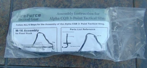 Fire Force Alpha CQB 3-point black nylon tactical sling, free shipping - Picture 1 of 5