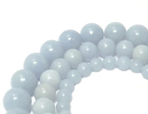 😏 Angelit "Engelstein" Kugeln 4, 6 & 8 mm Edelstein Strang für Mala, Kette + 😉 - Picture 1 of 4