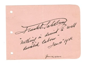 POEM WRITER ARTIST FRANK D.SALISBURG AUTOGRAPH POEM ON ALBUM PAGE - Picture 1 of 1