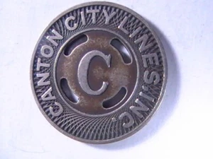 TOKEN DE TRÁNSITO CANTON CITY LINES INC BUENO PARA UNA TARIFA METAL BLANCO OSCURO - Imagen 1 de 4
