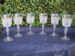 COPA DE VINO DE CRISTAL DE PLOMO CORTADA A MANO BOHEMIA DE COLECCIÓN 12 OZ 6 PIEZAS, 360 ML - Imagen 1 de 5