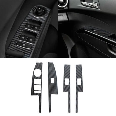 4 шт отделки крышек управления окнами из углеродного волокна для Chevrolet Sonic 2012-16 годов выпуска - Изображение 1 из 4