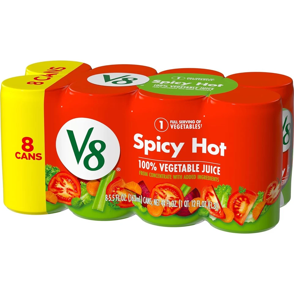 V8 Spicy Hot 100 Vegetable Juice 5.5 fl oz Can (8 Pack)