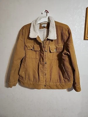 Abrigo de pana para mujer Arizona Jeans Co. forrado Sherpa algodón poliéster talla XXL ceja Foto 1 de 4