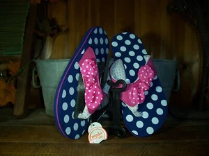 WONDER NATION GIRLS FLIP FLOPS SANDALS SHOES SIZE 2-3 BEACH POOL SUMMER DOT DESI - Picture 1 of 1