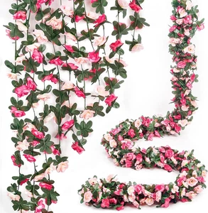 5Pcs 41FT Pink Rose Flower Garland Vines for Wedding Backdrop & Home Decor - Picture 1 of 11
