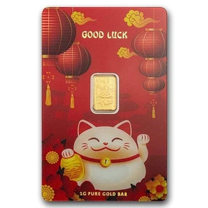 1 gram Gold Bar - PAMP Suisse Lucky Cat - Picture 1 of 7