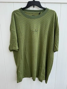 prAna New in Bag Short Sleeve Men's Paxton Stripe T Shirt Green Ivy And Gold XL - Picture 1 of 6
