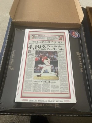 METAL CINCINNATI ENQUIRER PETE ROSE HIT RECORD FRONT PAGE - SEP 12, 1985 - Image 1 of 4