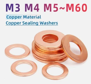 Copper Sealing Washers Metric M3 M4 M5 M6 M8~M60 Sump Plug Washer Sealings Ring - Picture 1 of 141