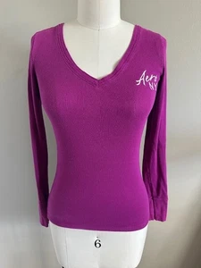 Y2K Aeropostale Shirt Medium Henley Purple Elena Gilbert Bella Swan - Bild 1 von 9