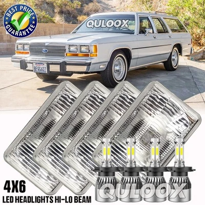 Brightest 4x Fit Ford LTD Crown Victoria 1987-91 4x6" LED Headlights HI-LO Beam Foto 1 de 4