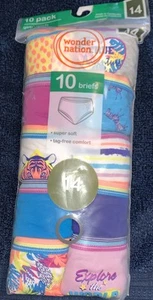 Wonder Nation Girls Briefs, 10-Pack, Assorted, Size 14 - Picture 1 of 4