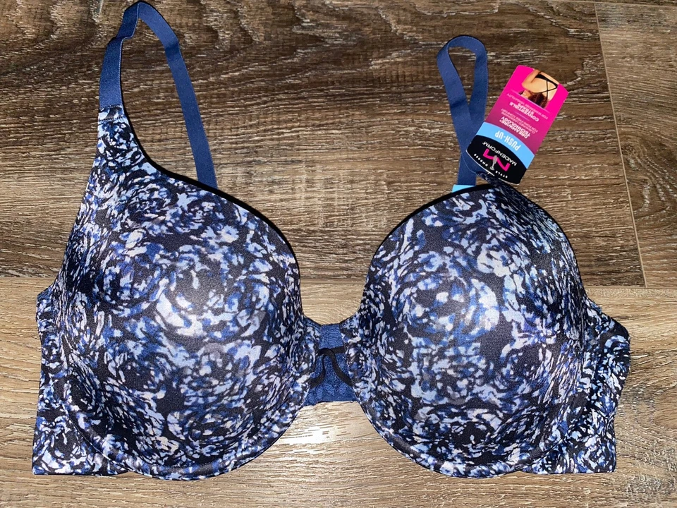 36C MAIDENFORM Navy Rose DREAMWIRE PUSHUP Underwire Bra Convertible Strap DM0066