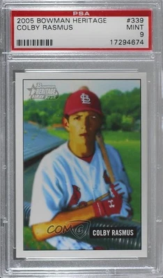 2005 Bowman Heritage Colby Rasmus (Arm over Fence) #339 PSA 9 MINT Rookie RC - Image 1 of 2