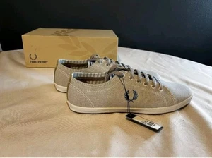 NEU IM KARTON Herren Fred Perry Grau Canvas Schuhe Turnschuhe Größe 10 - Bild 1 von 7