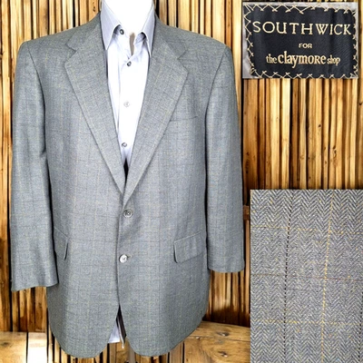 Abrigo deportivo Southwick Clothes para hombre 44R gris a cuadros a cuadros con ventilación única Foto 1 de 4