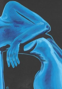 original painting A4 205VK artwork acrylic modern female body - Picture 1 of 2