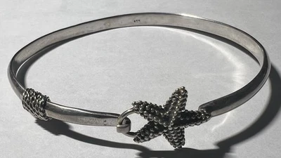 Cape cod Style Sterling Silver Star  bangle hook closure Bracelet 7.5". - Image 1 of 2