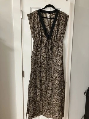 Michael Kors NWT Swimsuit Coverup Long Cotton Sz L Khaki/Black Animal Print - Image 1 of 4