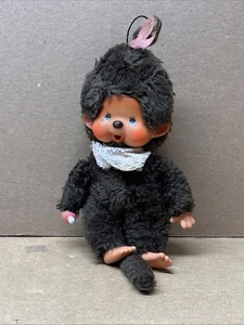 Vintage MONCHHICHI Girl Sekiguchi 8" Red Bib Monkey Collectible Plush Doll Toy - Picture 1 of 5
