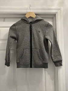Polo Ralph Lauren Gray Zip Knit Sweater Hoodie Youth Size 8 School Travel Walk - Picture 1 of 5