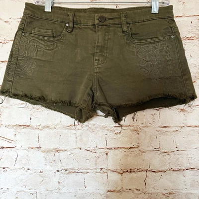 Pantalones Cortos Boho Jean Bordados Blank NYC Para Mujer Talla 27 Verde Oliva  Foto 1 de 4