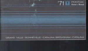 1971 Pontiac Owners Manual Grand Ville Bonneville Catalina Brougham MN1910 - Picture 1 of 3