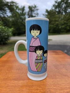 Taza delgada alta muñeca Kokeshi vintage Japón café té espresso - Imagen 1 de 11