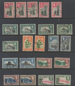 Ceylon Stamps 1938 2c to 30c SG386;a;b;c;d;387;a;b;d;e;f;g;388;389;a;390;a;..... - Picture 1 of 22