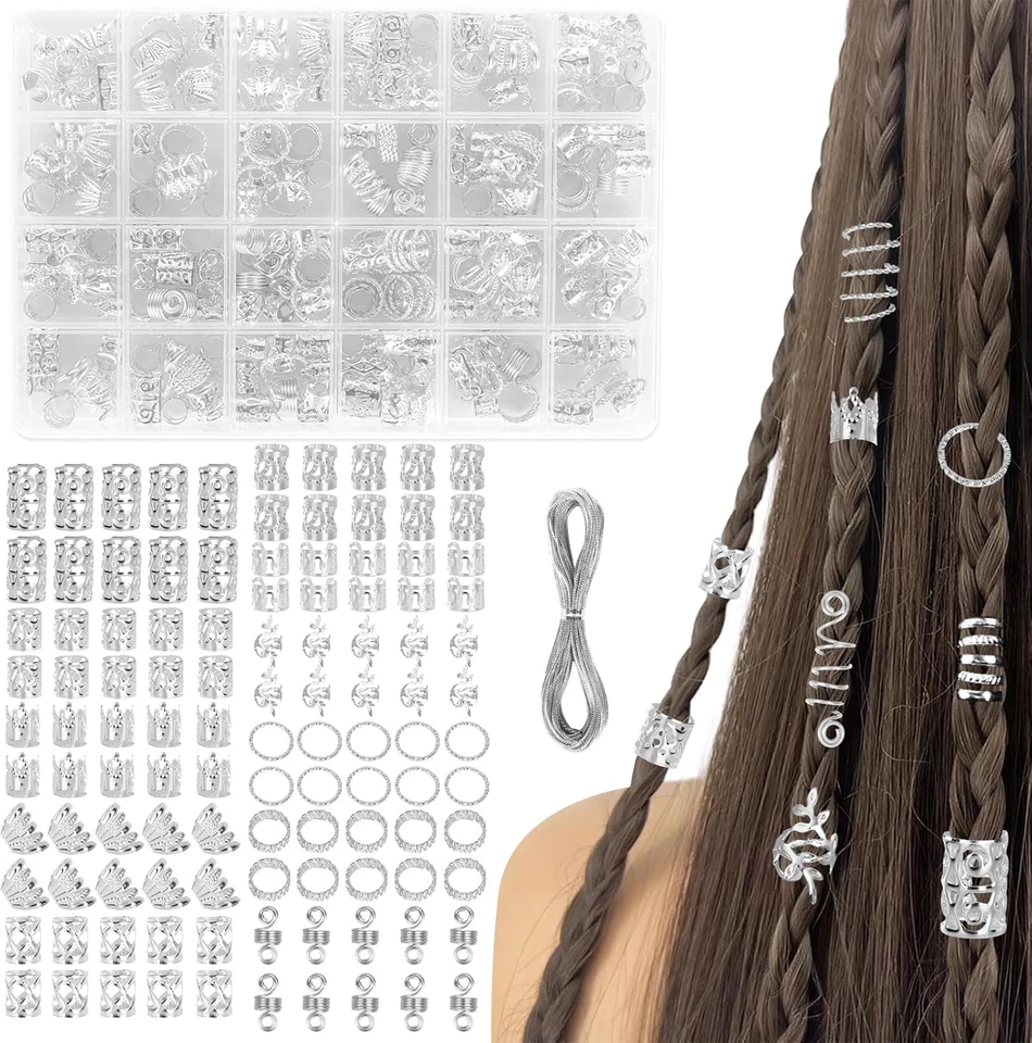 290 Pezzi Gioielli per Capelli, Decorazioni Capelli in Argento, Metallo Accessor - Immagine 1 di 4