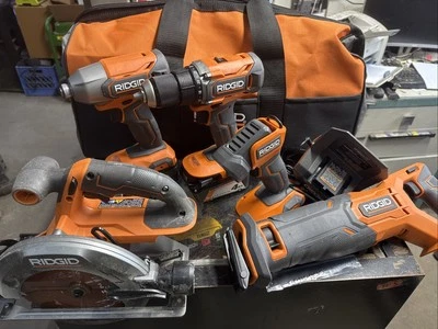 RIDGID 18V Cordless 5-Tool Combo Kit with (2) 4.0 Ah Battery & Charger Free Ship - Image 1 of 4