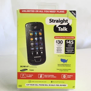 Vintage Samsung T528G Straight Talk Prepaid Phone 3G Black 16GB In Box Complete - Picture 1 of 3