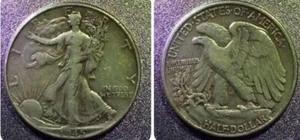 Medio dólar Walking Liberty 1945 P de plata de buen grado #90fav - Imagen 1 de 5