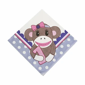 1St Birthday Miss Sock Monkey Luncheon Napkins, Party Supplies, 16 Pieces - Picture 1 of 1