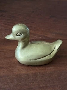Vintage MCM Pure Heavyweight Brass Duck / Duckling Paperweight Figurine - Picture 1 of 8