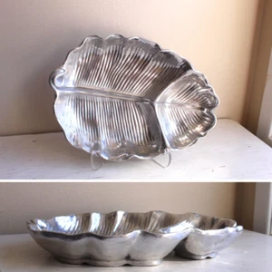 Mexikanische polierte Aluminium Silber Servierschale Schale Blatt Zinn Präsentation - Bild 1 von 8