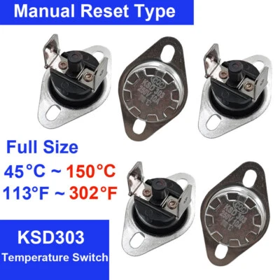 KSD303 / KSD301 NC Manual Reset Temperature Switch Control Sensor Thermostat - Image 1 of 4