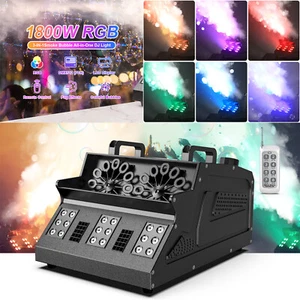 1800W 18LED RGB Smoke Bubble Machine DMX Stage Effect for DJ Party Show Event - Picture 1 of 19