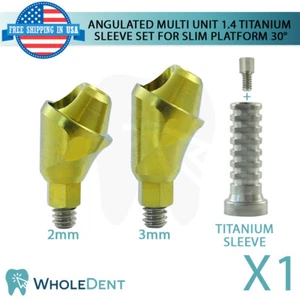 1 Angulated Multi Unit 30 °1.4mm Slim Abutment Titanium Sleeve Set Int Hex 2.0mm - Picture 1 of 4