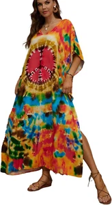 Kaftan Dresses for Women plus Size Bathing Suit Cover up Batwing Sleeve Caftan M - Picture 1 of 12