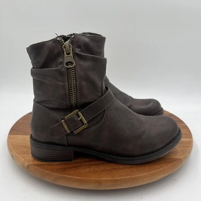 Size 7.5 Call It Spring Womens Brown Faux Leather/fur Brown Double Zip Boots  - Image 1 of 4