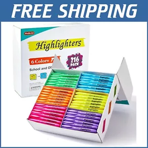 Vibrant Chisel Tip Highlighters Set - 216 Non-Bleeding Markers for Home & Office - Picture 1 of 10