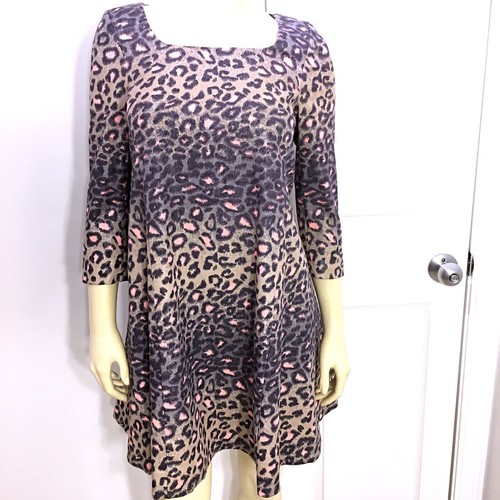 Mini abito da tenda Index Celine nuovo con etichette rosa viola stampa leopardata cintura taglia 4