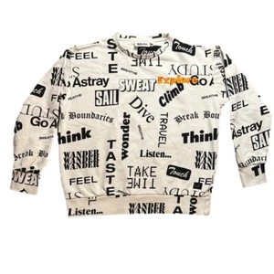 Molo Size 10 White and Black Explore Graphic Cotton Sweatshirt L 21.25" - Picture 1 of 6
