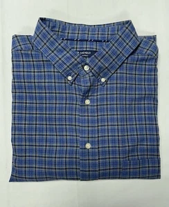 Cremieux Men Shirt Top Button 2XT 100% Cotton Long Sleeve Plaid Blue $89 - Picture 1 of 10