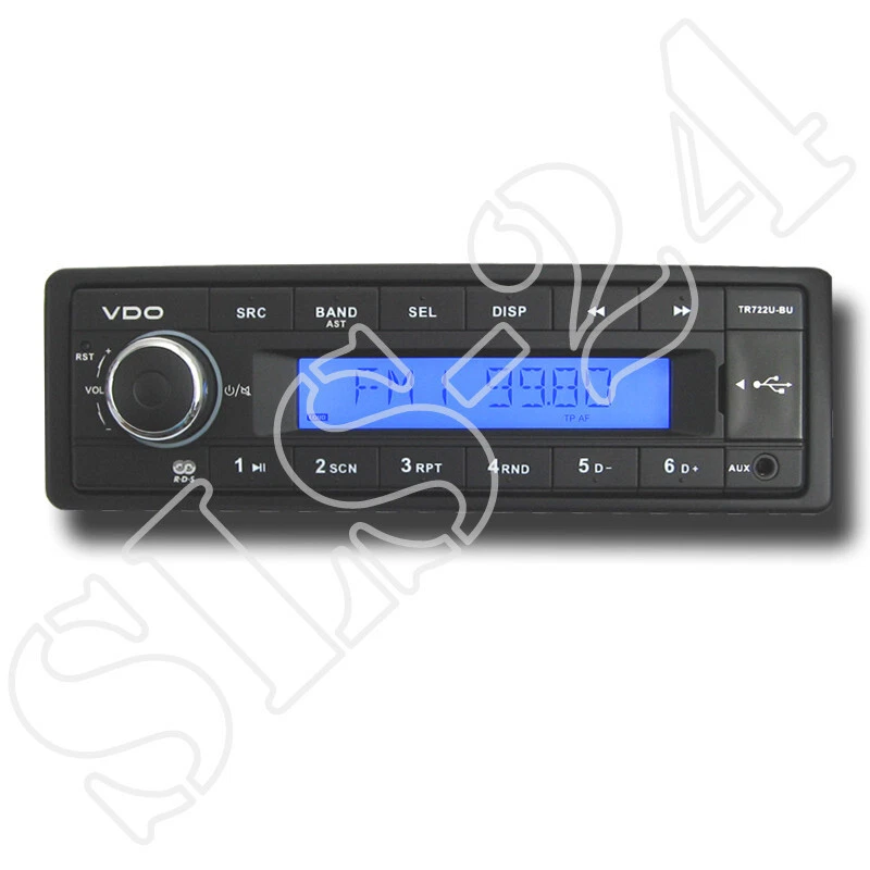 VDO TR722U-BU 24 Volt MP3 Autoradio USB AUX-IN TRUCK LKW BUS Traktor Radio blau - Bild 1 von 1