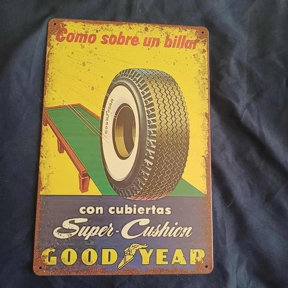 8"X12" Metal Sign Man Cave Wall Art Garage Bar Oil Gas Station Goodyear Tires #2 - Image 1 of 1